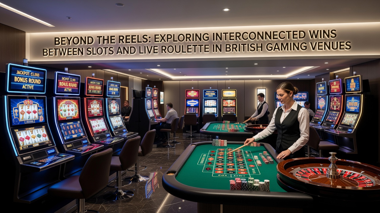 Close-up of a live roulette table in a UK casino with chips and a dealer wheel in motion