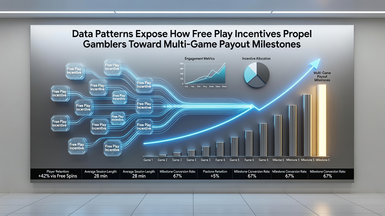 Infographic displaying statistical pathways from free play activation through various game types to payout achievements
