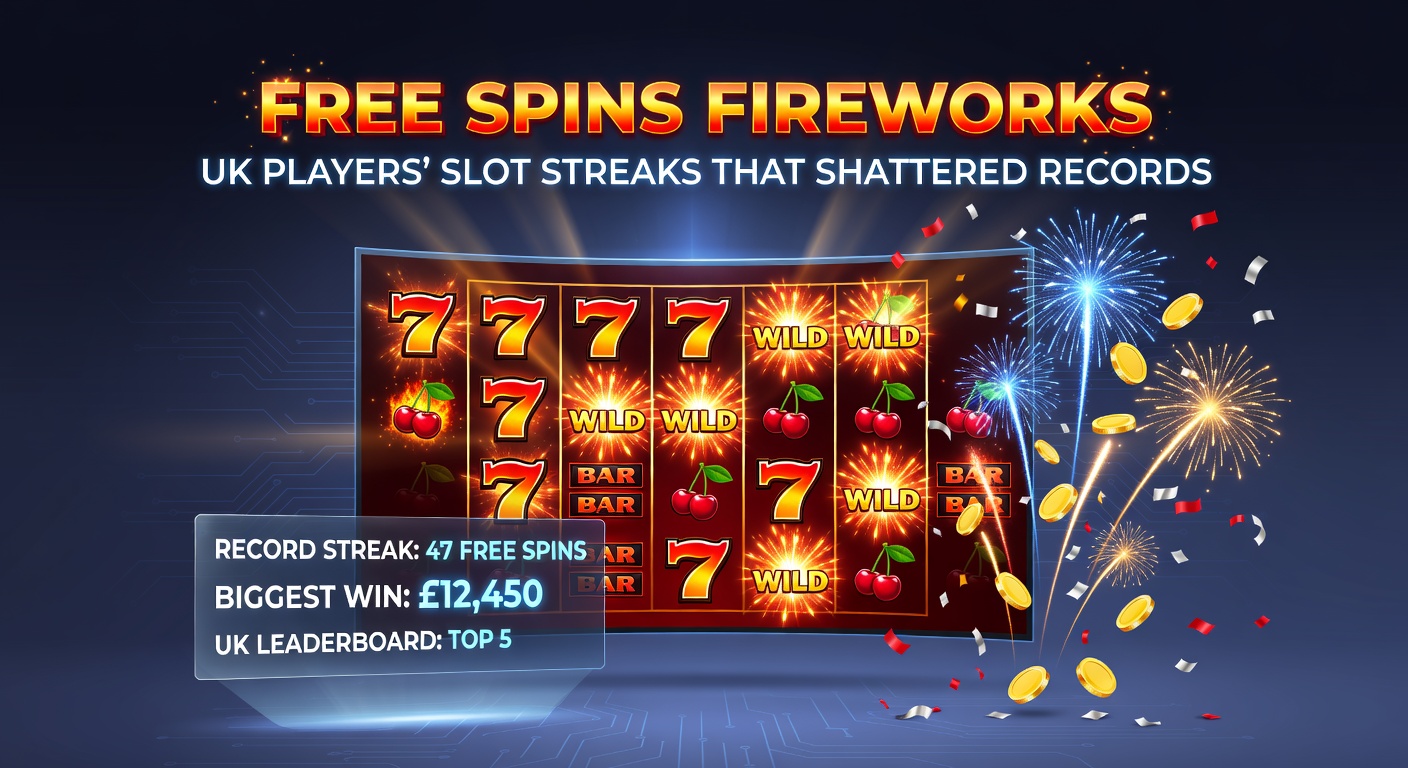 UK slot player at a casino terminal during an epic free spins streak, screen filled with winning lines