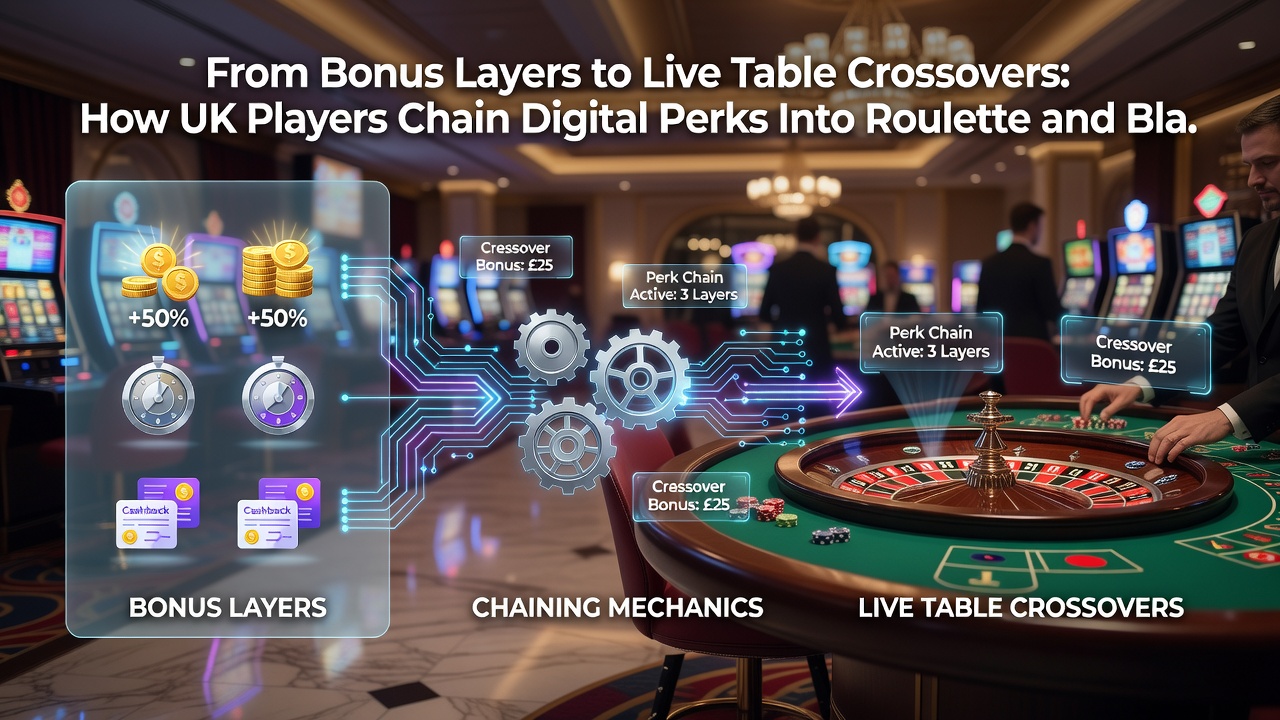 Live dealer blackjack and roulette tables showing UK players applying bonus-derived stakes during evening sessions