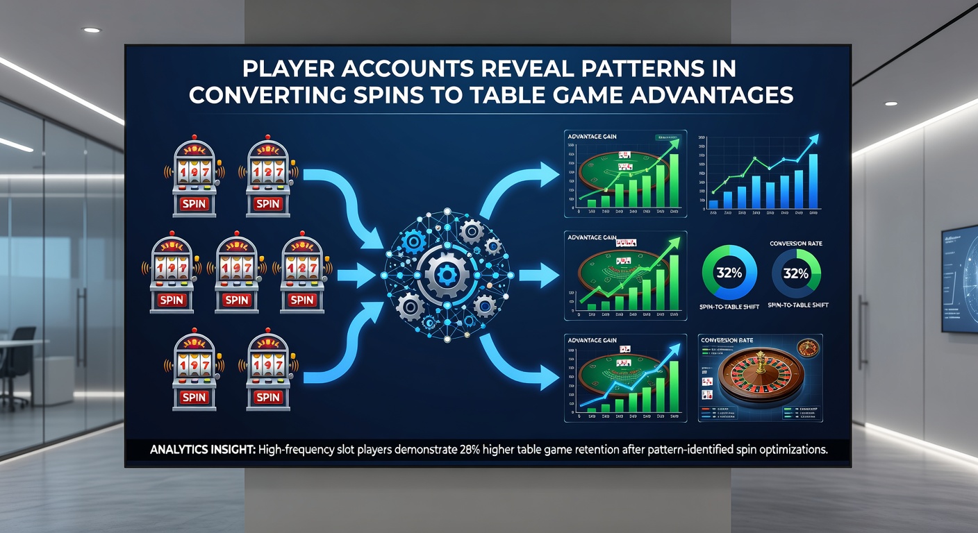 Analytics visualization of player account flows from slot spins to roulette and blackjack tables, displaying conversion rates and session timelines